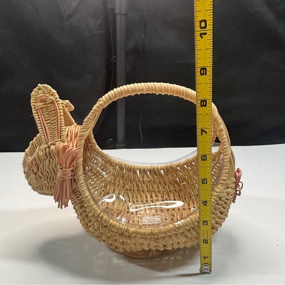 Bunny Rabbit Shaped Wicker Basket Easter Spring Home Decor Liner Vintage - Picture 10 of 10